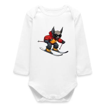Skieur chauve-souris - Body bébé manches longues biologique - blanc - Devant