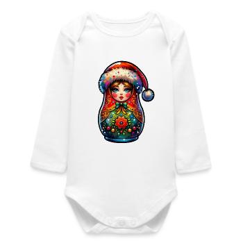 Russische Matroschka Weihnachten Russland - Baby Organic Langarmbody - Weiß - Vorne