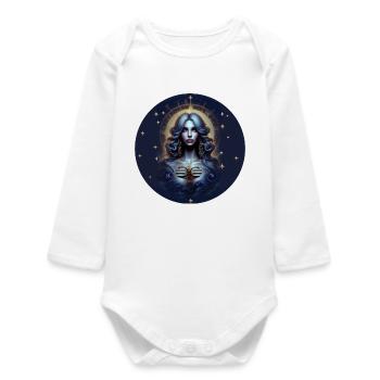 Cercle d’étoiles de la déesse du clair de lune - Signe du zodiaque Balance - Body bébé manches longues biologique - blanc - Devant