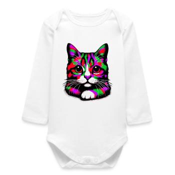 Katze - Baby Organic Langarmbody - Weiß - Vorne