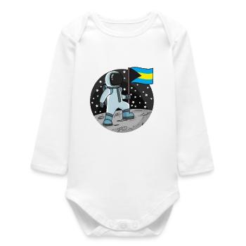Astronaut Fahne Bahamas - Baby Organic Langarmbody - Weiß - Vorne
