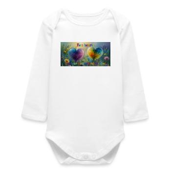 Zwei Herzen für immer in Liebe verbunden - Baby Organic Langarmbody - Weiß - Vorne