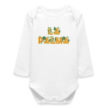 La Palma lettering La Isla Bonita Canary Islands - Baby Organic Long-Sleeved Bodysuit - white - Front