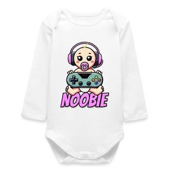 Bébé Noobie / Newbie Girl - Cadeau de naissance - Body bébé manches longues biologique - blanc - Devant