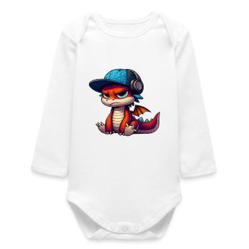 dragon hiphop - Body bébé manches longues biologique - blanc - Devant