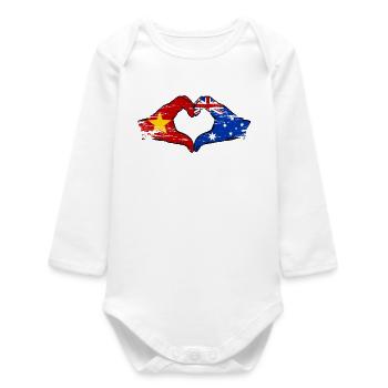 Vietnam Australie Drapeau Mains Coeur Forme Utilisé - Body bébé manches longues biologique - blanc - Devant