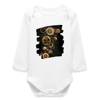 Horloge steampunk - Body bébé manches longues biologique - blanc - Devant