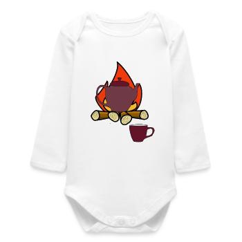 Camping Campfire Teapot Camper Tea Mug - Baby Organic Long-Sleeved Bodysuit - white - Front
