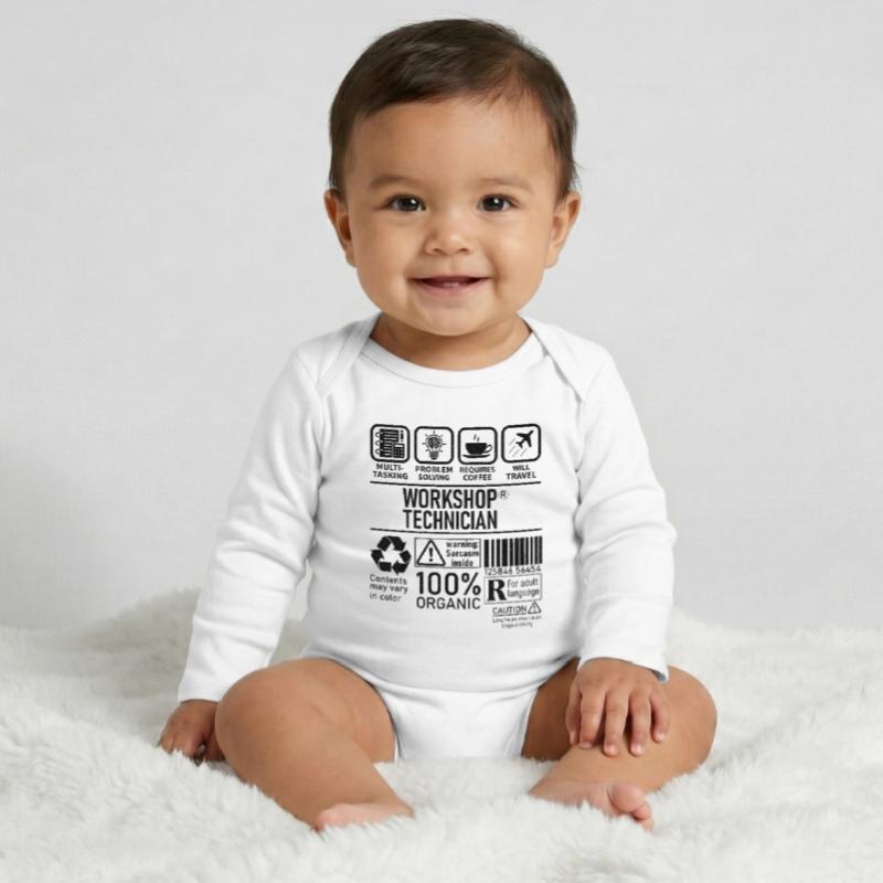 Workshop Technician multi tasking problem solving Baby Organic Long-Sleeved Bodysuit