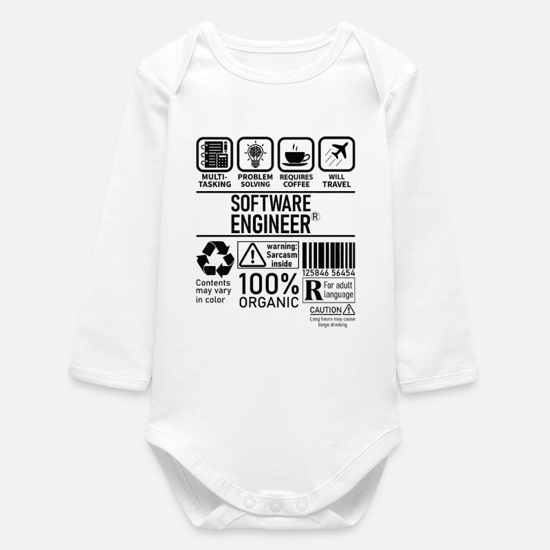 Software Engineer multi tasking problem solving - Baby Organic Long-Sleeved Bodysuit - white