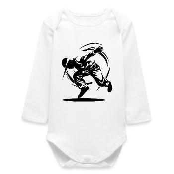 B-Boy Drawing - Baby Organic Long-Sleeved Bodysuit - white - Front