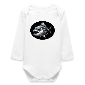 Fish Skeleton - Baby Organic Long-Sleeved Bodysuit - white - Front