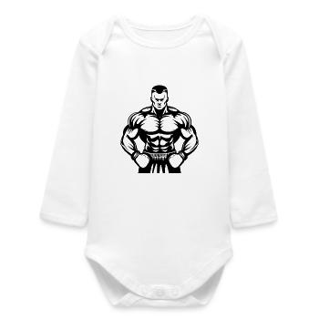 Dessin de boxeur - Body bébé manches longues biologique - blanc - Devant