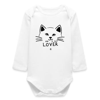 Lineare Liebhaber Katze Silhouette - Baby Organic Langarmbody - Weiß - Vorne