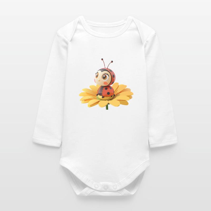Cute ladybug on a flower Baby Organic Long-Sleeved Bodysuit