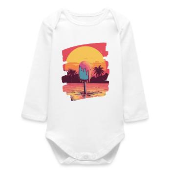 cream and cream scoop summer sunset - Baby Organic Long-Sleeved Bodysuit - white - Front