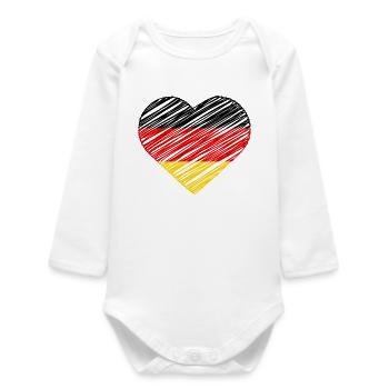 I Love Germany Flag Heart German Deutschland Shirt - Baby Organic Long-Sleeved Bodysuit - white - Front