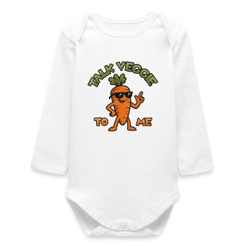 Talk Veggie To Me Carrot Graphic - Baby Organic Long-Sleeved Bodysuit - white - Front