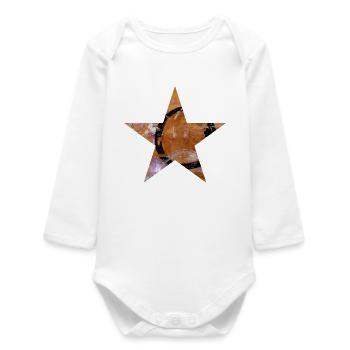 Stern - Fünf Zacken - Symbol - Monoprint - Kreis - Baby Organic Langarmbody - Weiß - Vorne
