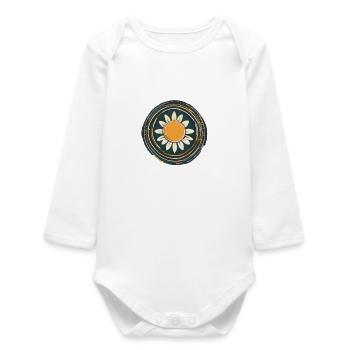 Minimalistisches Sonnenblumen Mandala | Natur & Po - Baby Organic Langarmbody - Weiß - Vorne