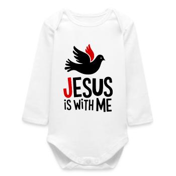 Jésus est avec moi - Body bébé manches longues biologique - blanc - Devant