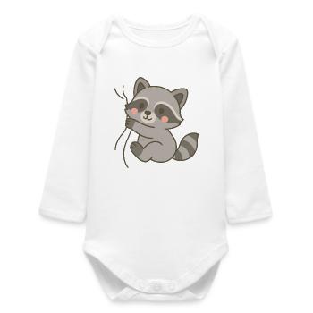 Snuggled up raccoon - Baby Organic Long-Sleeved Bodysuit - white - Front