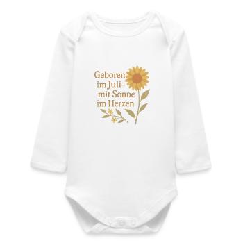 Juli Baby Design – Sonne, Geburtstagsgeschenk - Baby Organic Langarmbody - Weiß - Vorne