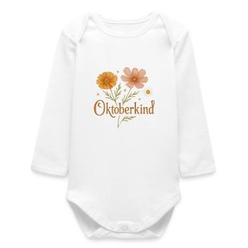 Oktoberkind Design – Herbst Baby Geschenkidee - Baby Organic Langarmbody - Weiß - Vorne