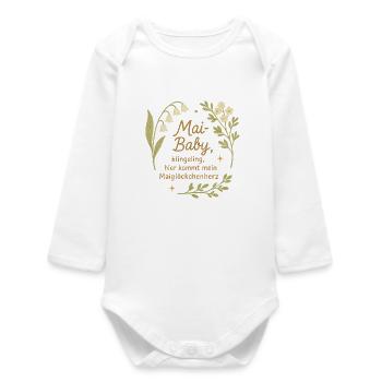 Mai Baby Design – Maiglöckchen Geschenkidee - Baby Organic Langarmbody - Weiß - Vorne