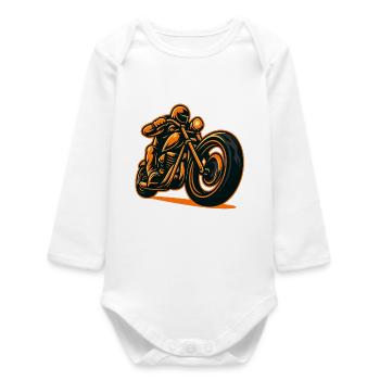 Flame Motorcyclist - Baby Organic Long-Sleeved Bodysuit - white - Front