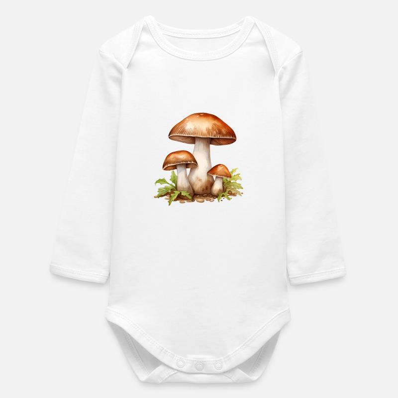 Pendule de la forêt de champignons - Body bébé manches longues biologique - blanc