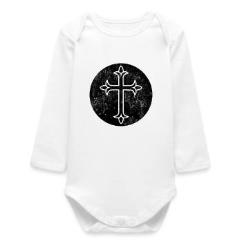 Croix syriaque occidentale en cercle noir - Body bébé manches longues biologique - blanc - Devant