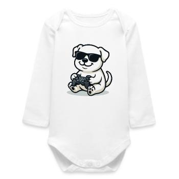 Controller Pup - Baby Organic Long-Sleeved Bodysuit - white - Front