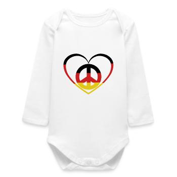 Allemagne Cœur Paix Allemande Paix - Body bébé manches longues biologique - blanc - Devant