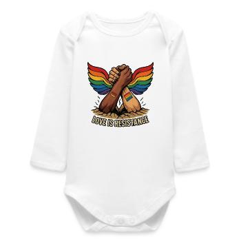 Unity in Pride Handclasp with Rainbow Wings - Baby Organic Long-Sleeved Bodysuit - white - Front