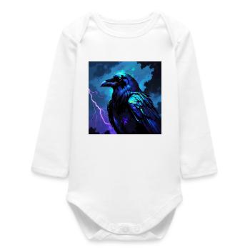 Electric Night Raven Art - Baby Organic Long-Sleeved Bodysuit - white - Front