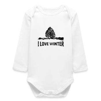 I love winter with a barren bath - Baby Organic Long-Sleeved Bodysuit - white - Front