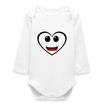 Coeur Coeurs Saint-Valentin Drôle Amour Rétro - Body bébé manches longues biologique - blanc - Devant