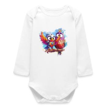 Strandroboter Vögel, Licht, Freude, Farben - Baby Organic Langarmbody - Weiß - Vorne