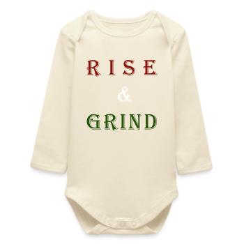 Typographie motivationnelle Rise & Grind - Body bébé manches longues biologique - écru doux - Devant