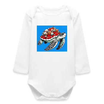 turtle - Baby Organic Long-Sleeved Bodysuit - white - Front