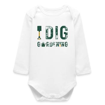 Garden Friend Dog Motif - Baby Organic Long-Sleeved Bodysuit - white - Front