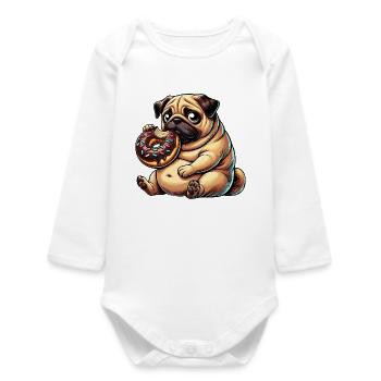 Mignon Carlin Chien Dessin Animé Beignet De Sucre Dessert - Body bébé manches longues biologique - blanc - Devant