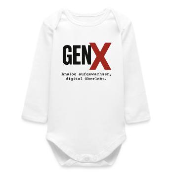 GenX Digital Retro Design - Baby Organic Langarmbody - Weiß - Vorne