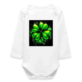 Four-leaf clover - Baby Organic Long-Sleeved Bodysuit - white - Front