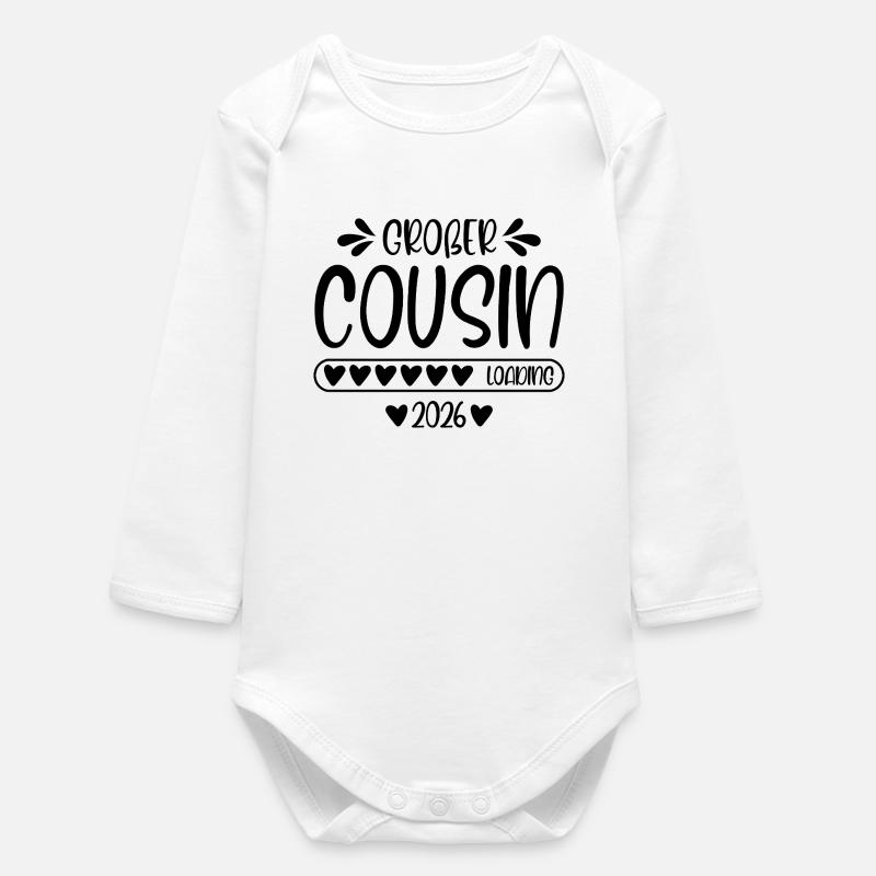 Großer Cousin 2026 loading - Baby Organic Langarmbody - Weiß