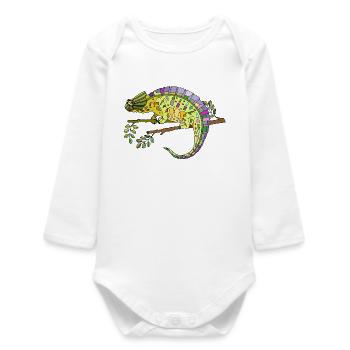 Caméléon - Body bébé manches longues biologique - blanc - Devant