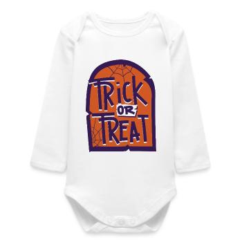 Pierre tombale d’Halloween Trick or Treat - Body bébé manches longues biologique - blanc - Devant