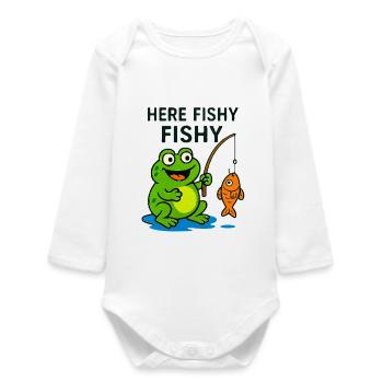 Freundlicher Fisch, Affe und Frosch - Baby Organic Langarmbody - Weiß - Vorne