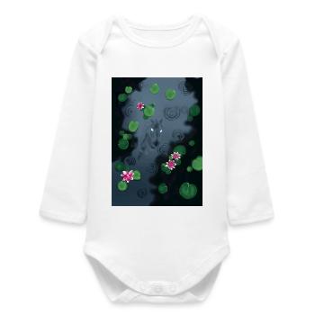 Mysterious Horse in the Water Night - Baby Organic Long-Sleeved Bodysuit - white - Front